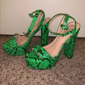 DOLLSKILL Snake Skin Platform Heels